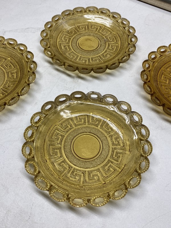 4 amber greek key small plates