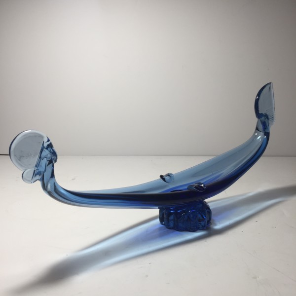 Art glass scandinavian blue gondola cigarette ash tray