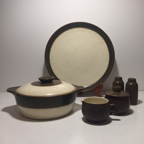 covered English stoneware pottery casserole