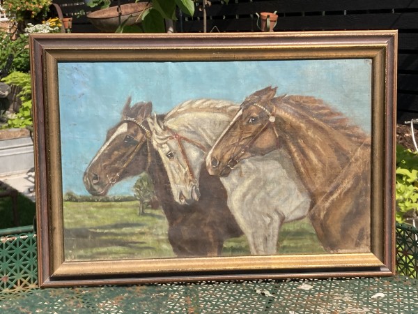 framed painting of horses