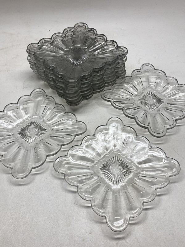 clear pressed glass vintage luncheon plate set