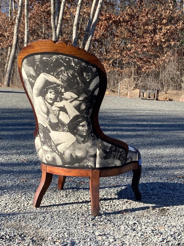 upholstered Victorian walnut chair