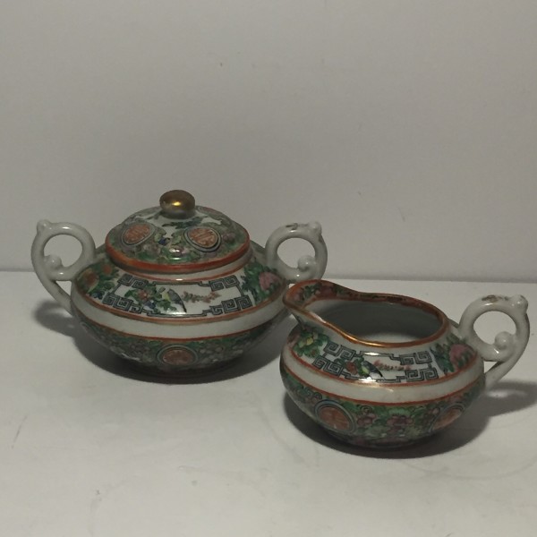 Imperial Canton Famille Rose creamer and sugar