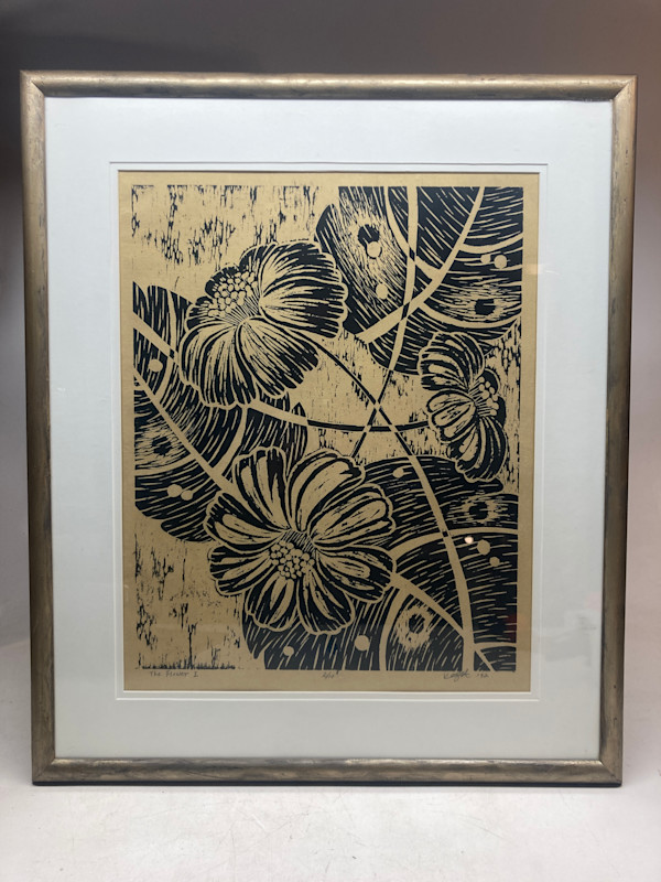 large Framed flower woodblock