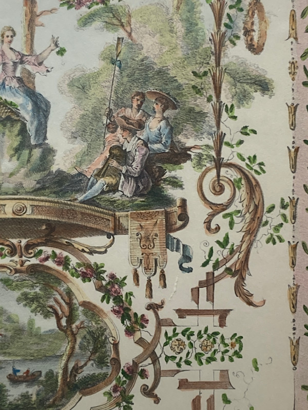 hand colored framed Italian print