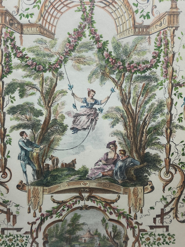 hand colored framed Italian print