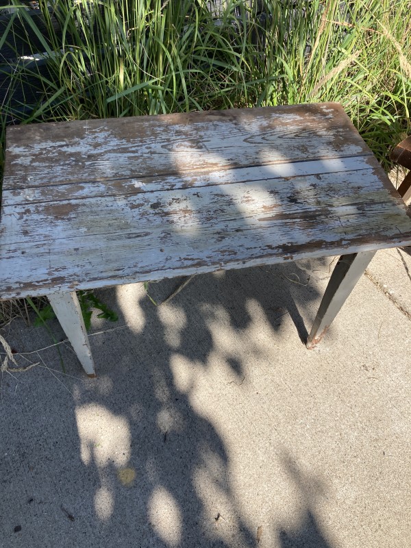 primitive painted grey table