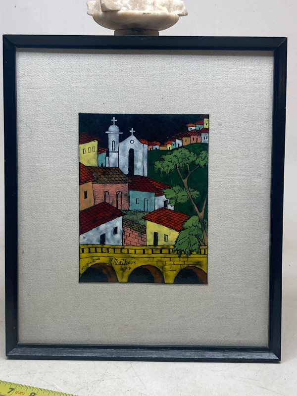 framed enamel plaque by Lopez Rodezno