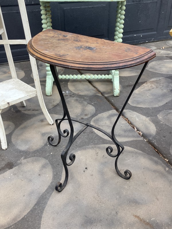 demilune table with iron base