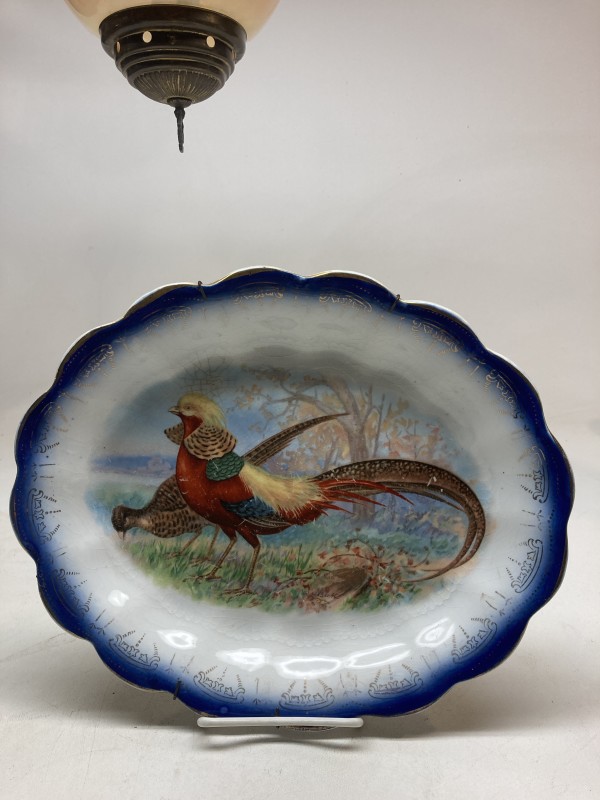hand decorated porcelain pheasant serving plate