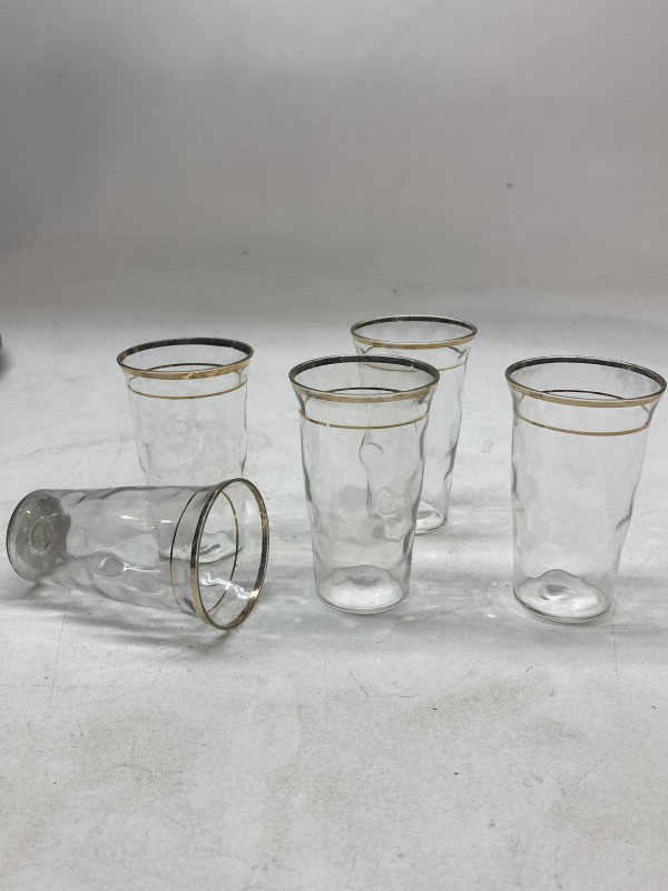 set of 5 clear glass water glasses