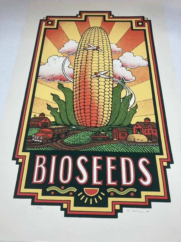 Signed Bioseeds lithograph with corn