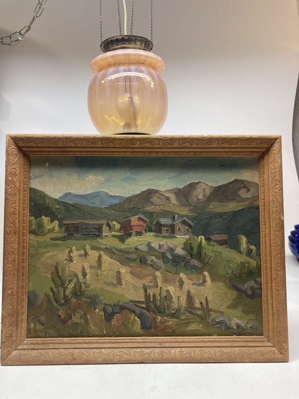 Framed western painting on board