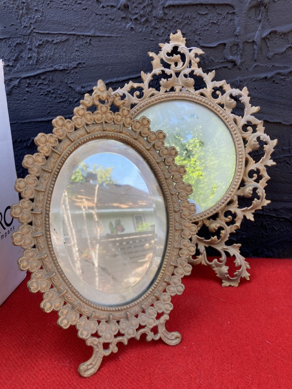 Cast iron table top mirror