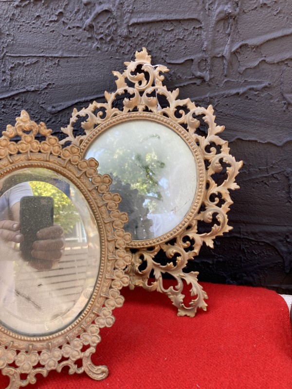 Cast iron table top mirror