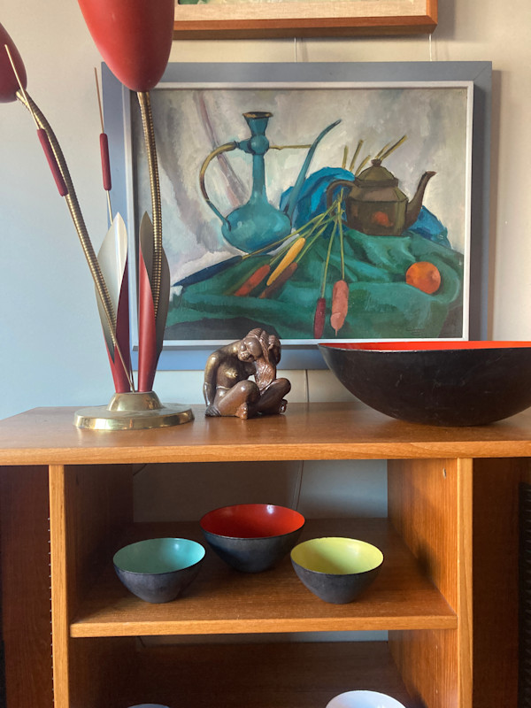 mid century modern cattail table lamp