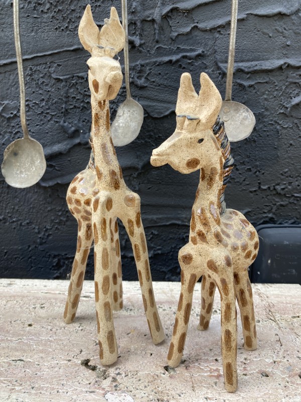 Hand made pottery giraffes