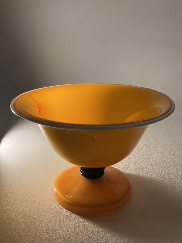 Czech yellow compote art glass bowl