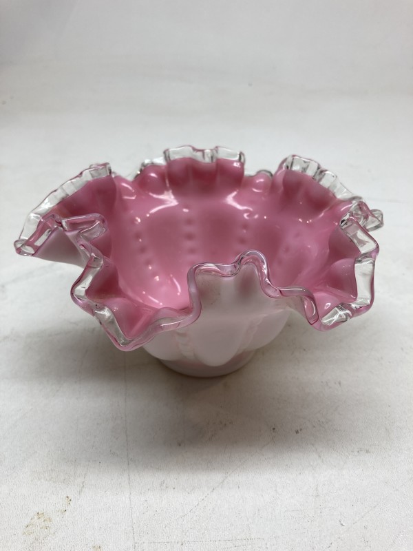 Pink ruffle glass bowl