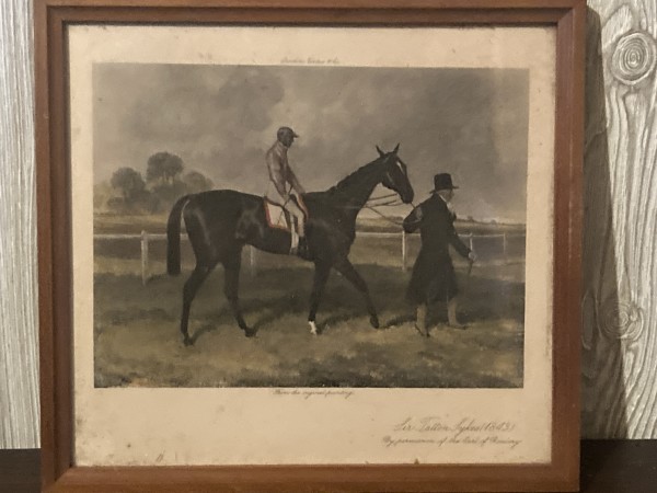 Framed racing horse engraving