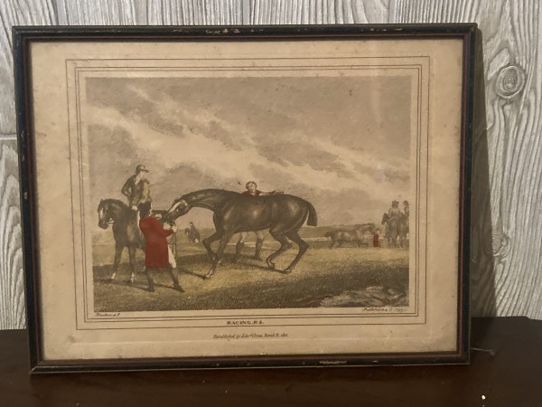 Framed racing horse engraving