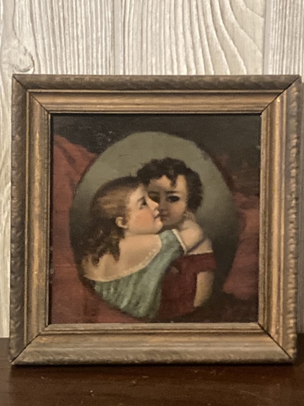 Victorian painting of hugging kids