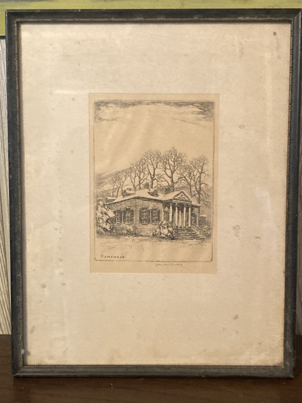 etching of a house