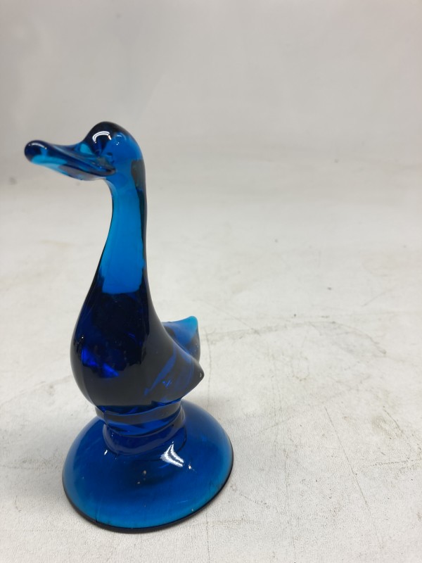 hand blown small blue duck figure