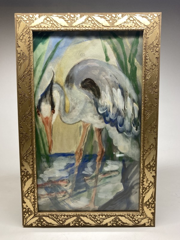 framed Elizabeth Grant  watercolor Heron