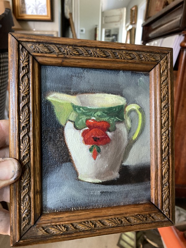 Framed porcelain creamer painting on canvas