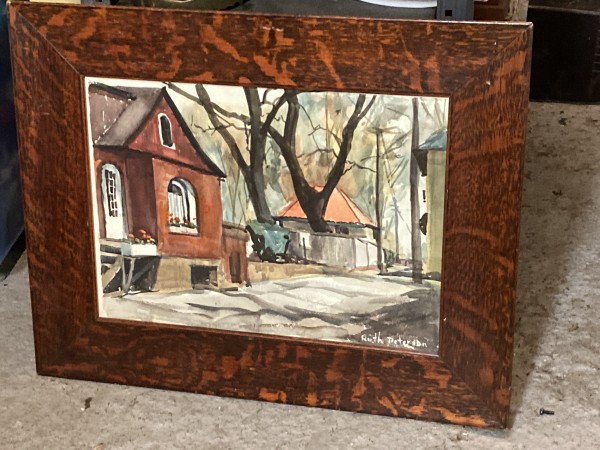 Watercolor of street scene by Ruth Peterson