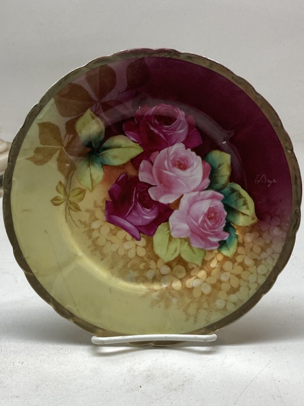 Hand painted plate with roses