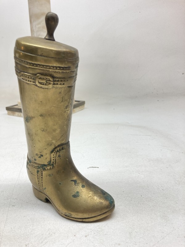 Brass riding boot bookend