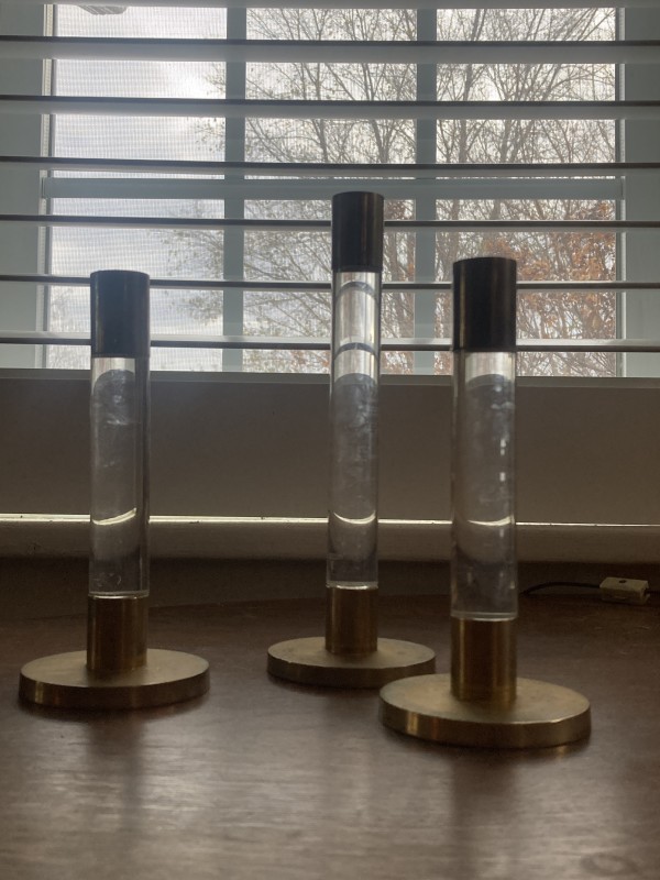 Karl springer glass and brass candlesticks