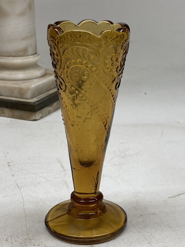 Amber art glass bud vase