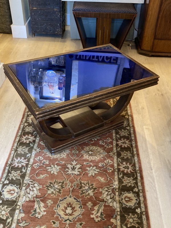 Art Deco blue mirrored table