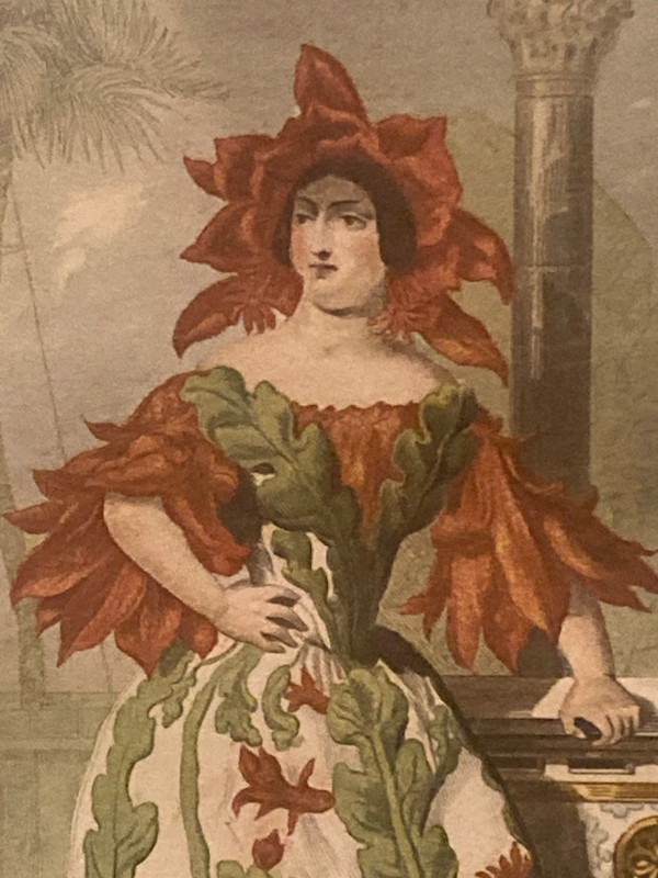 hand painted engraving of Flower people
