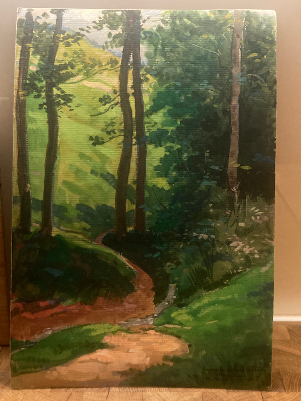 Original oil painting of trees on board