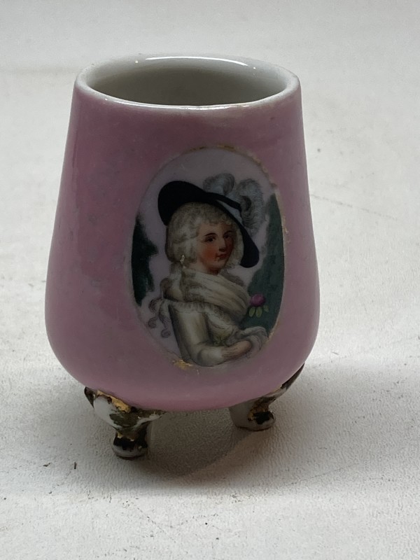 Small porcelain toothpick holder with pink