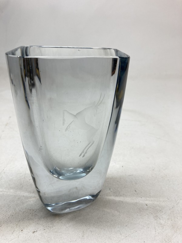 Scandinavian clear etched glass vase
