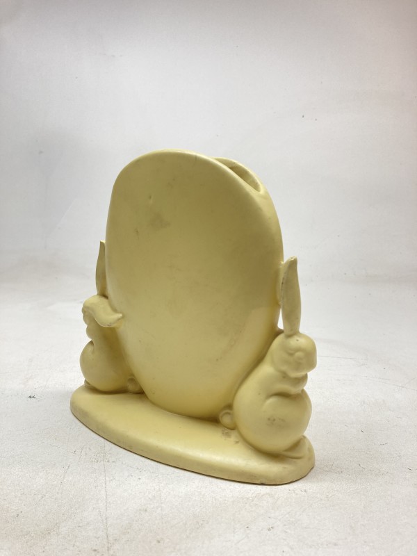 Yellow bunny pottery vase