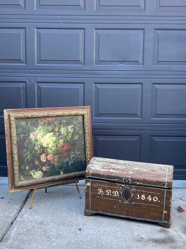 Early 19th century painted trunk