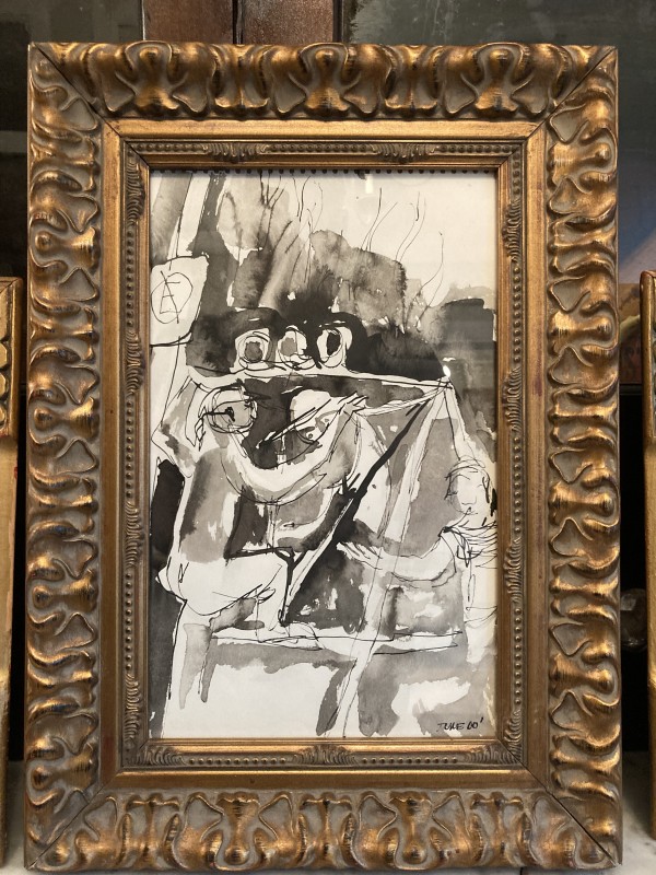 Original framed ink drawing by James Quentin young