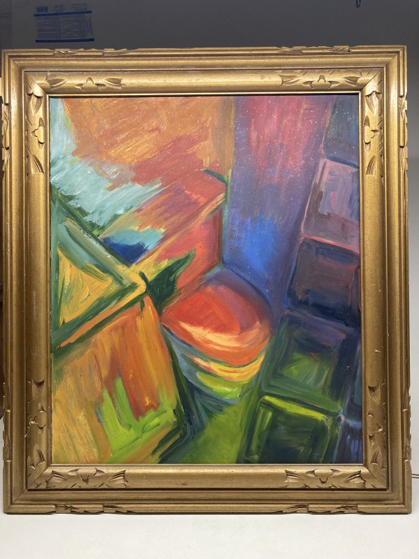 Framed original abstract oil on board