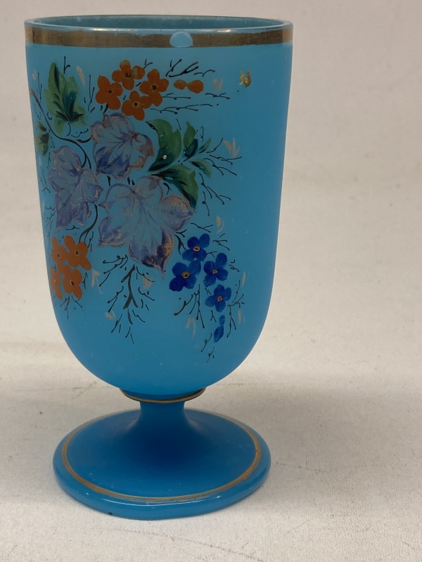 victorian glass vase with enameled flowers