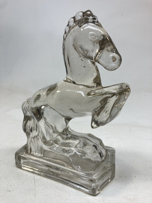 pressed glass horse bookend