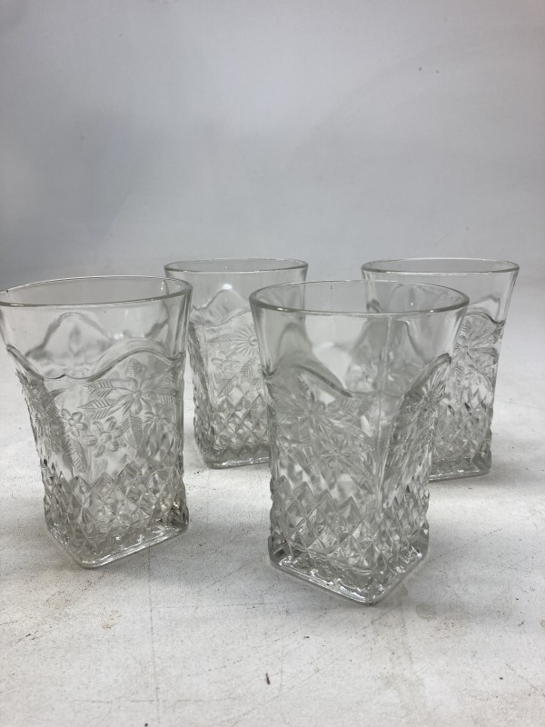 pressed glass tumblers (4)