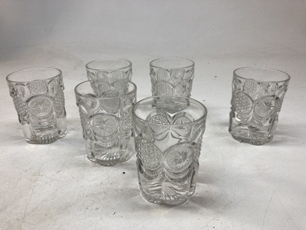 set of 6 pressed glass water tumblers