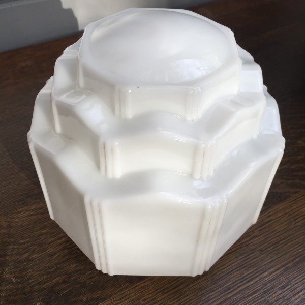 Wedding cake Art Deco milk glass pendant shades