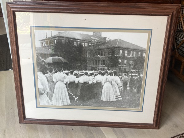 Framed vintage River Falls South Hall photograph